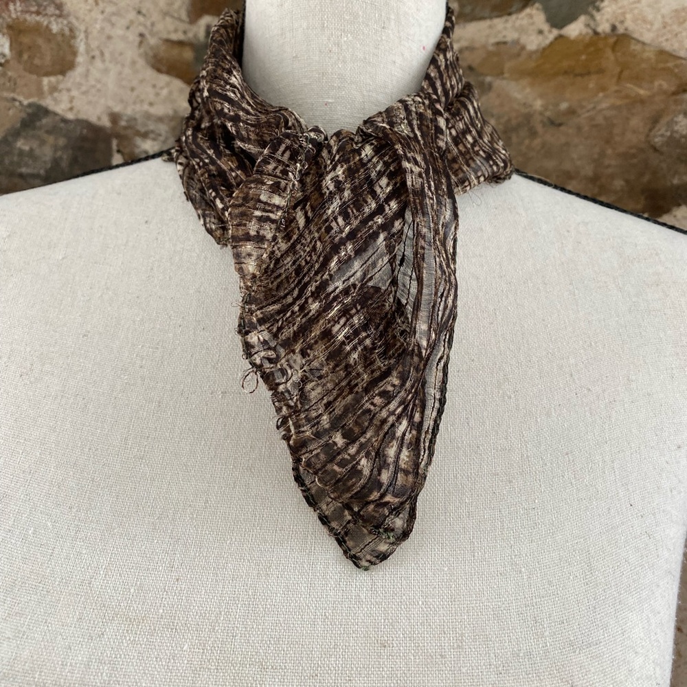 Naturally Rough Textured Brown Beige and Black Scarf KP103